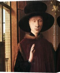 Portrait of Margareta Van Oostenrijk Canvas Paintings - Portrait of Giovanni Arnolfini and his Wife [detail 1] by Jan van Eyck